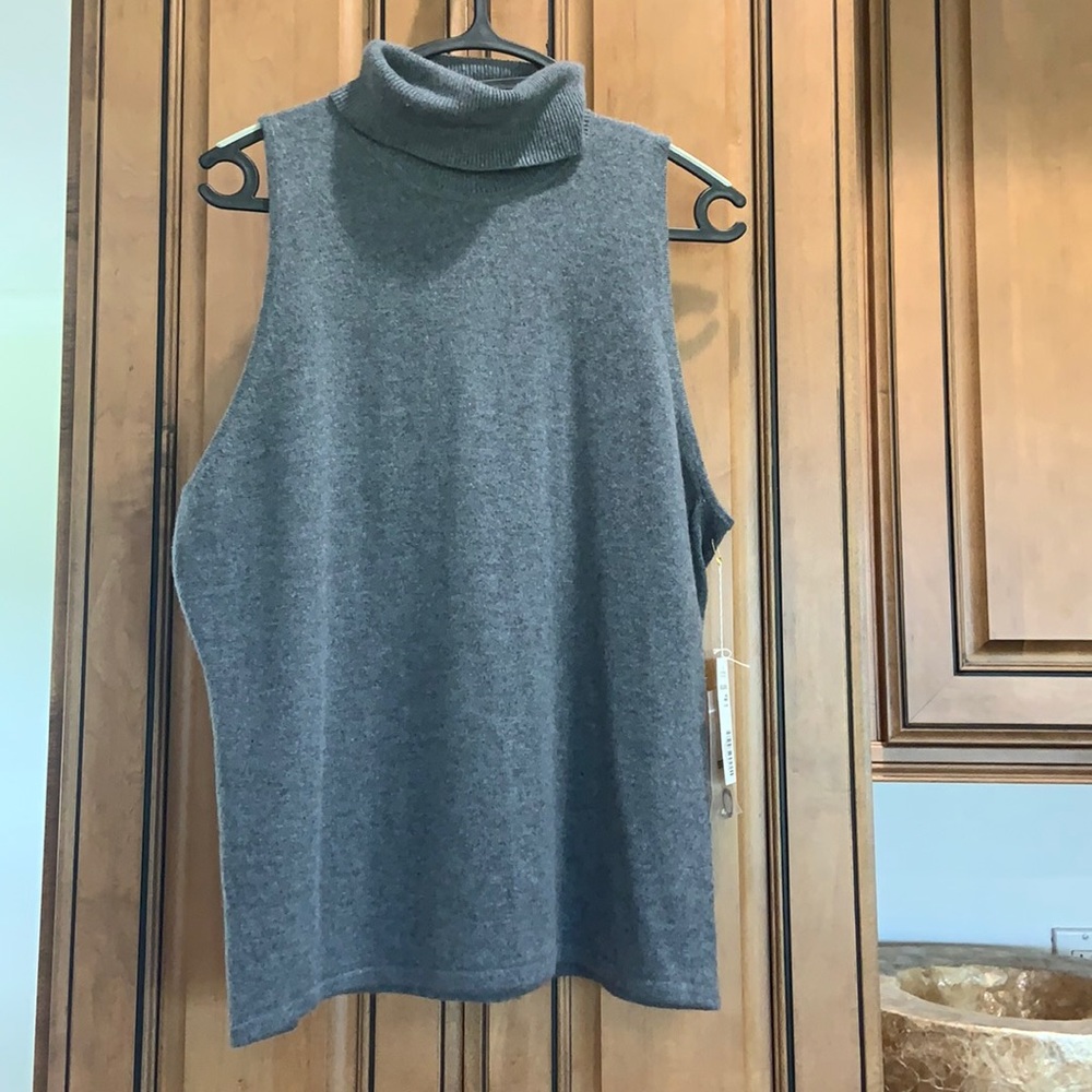 PerSe grey cashmere sleeveless turtleneck sweater
